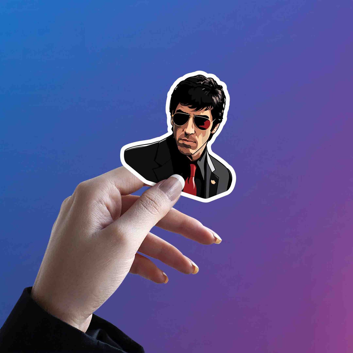 SCARFACE TONY MONTANA IN SUNGLASSES STICKER