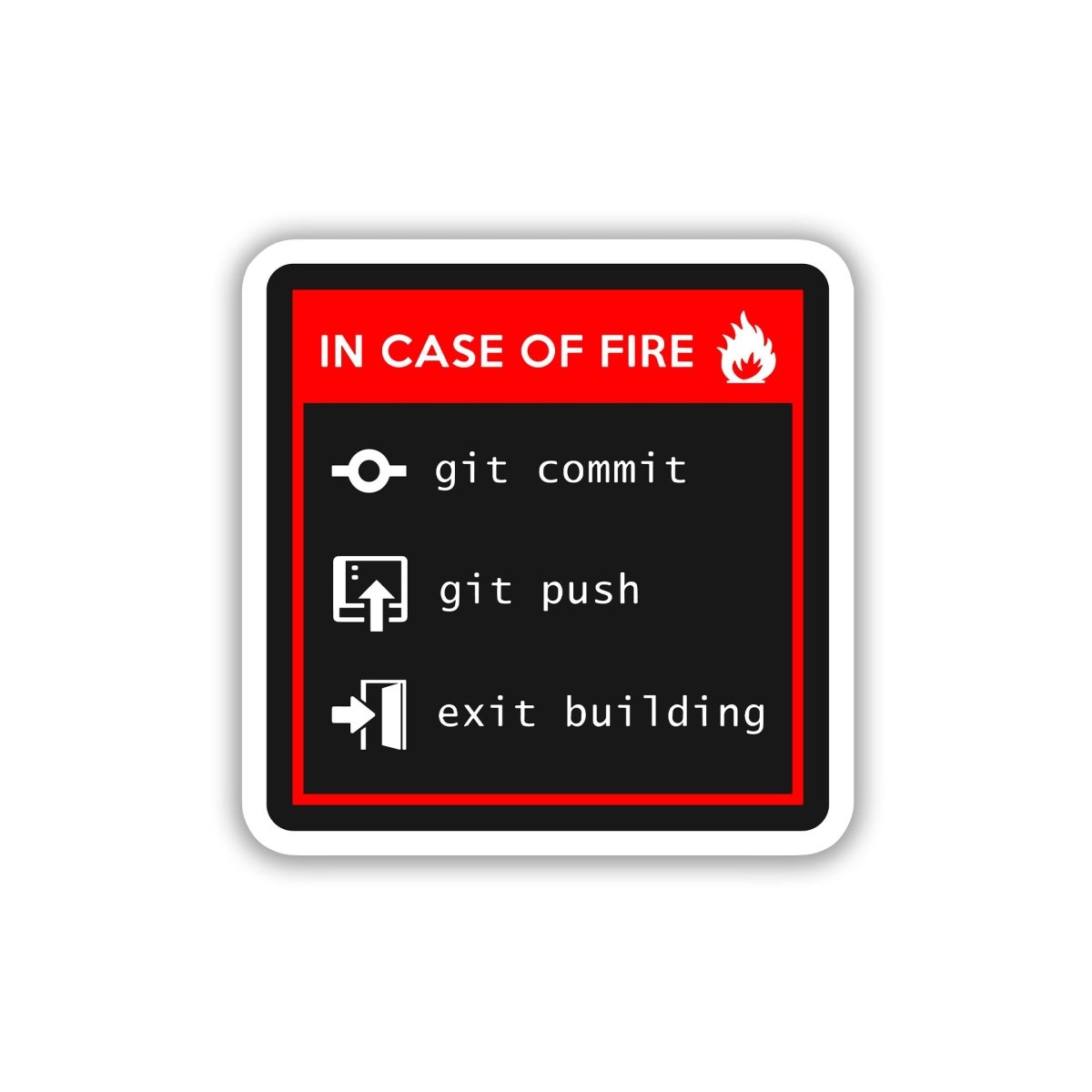 THE DEVELOPER'S FIRE PROTOCOL STICKER – STICKYFUNK PREMIUM STICKERS