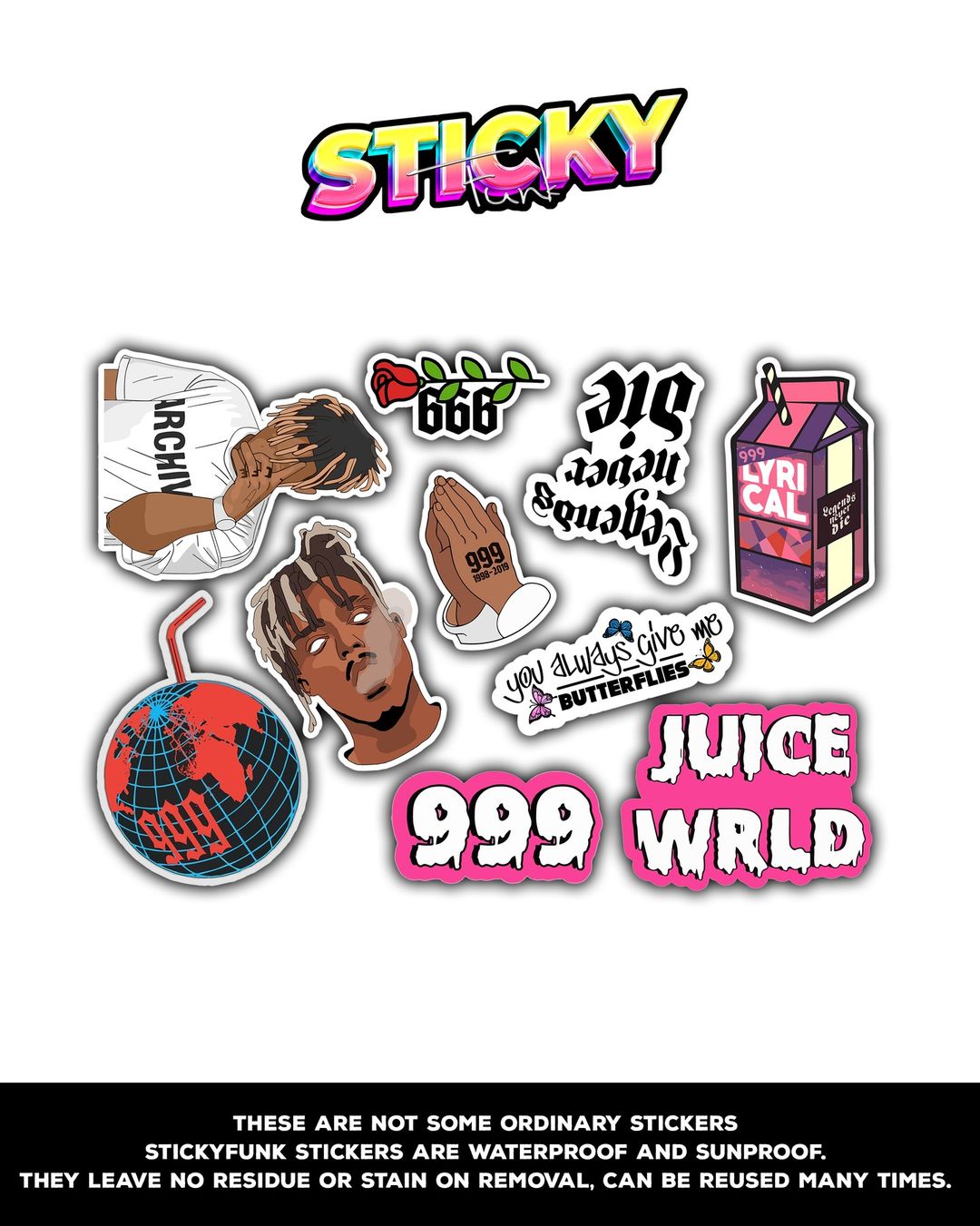 JUICE WRLD MINI STICKERS SHEET