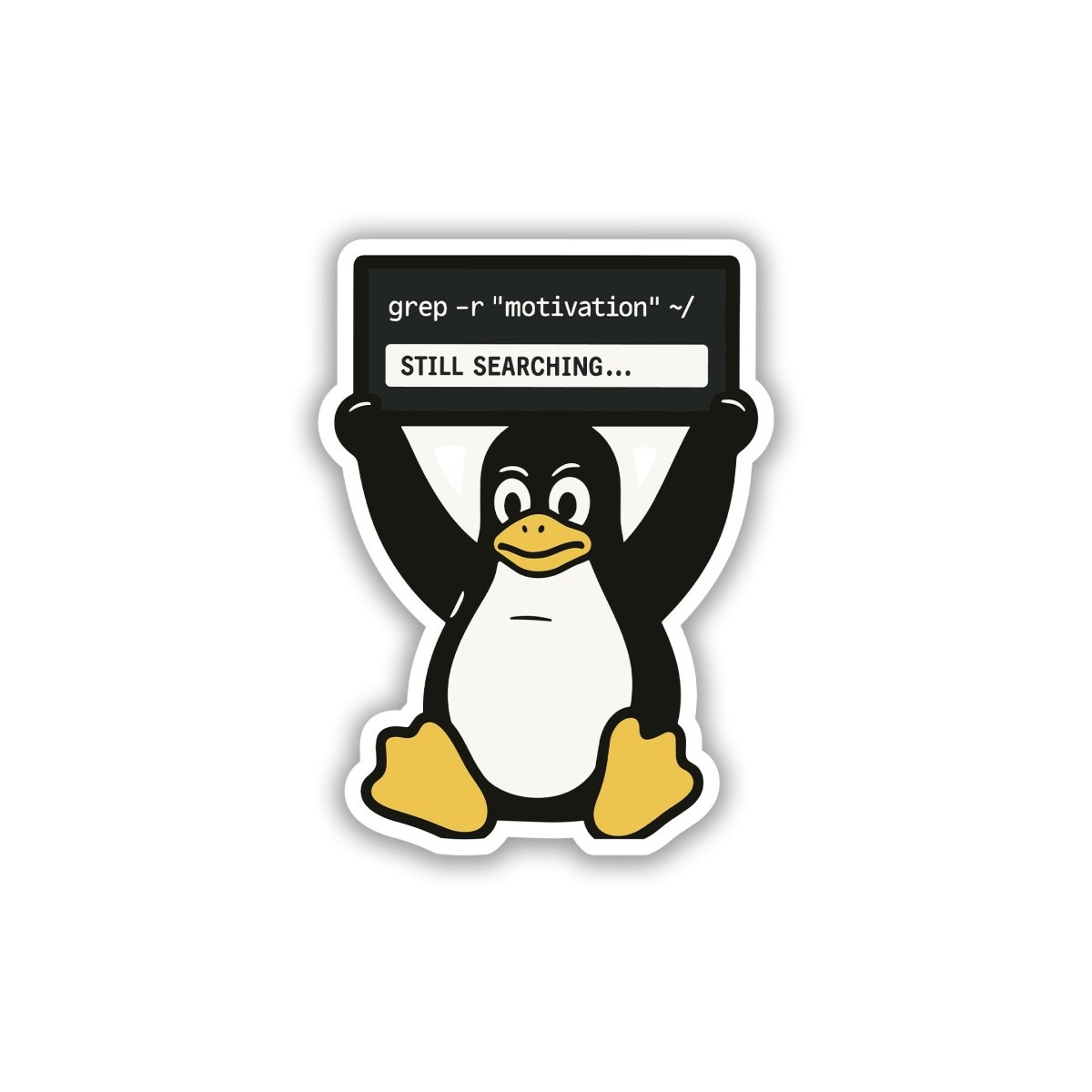 LINUX TUX STILL SEARCHING STICKER - stickyfunk premium stickers
