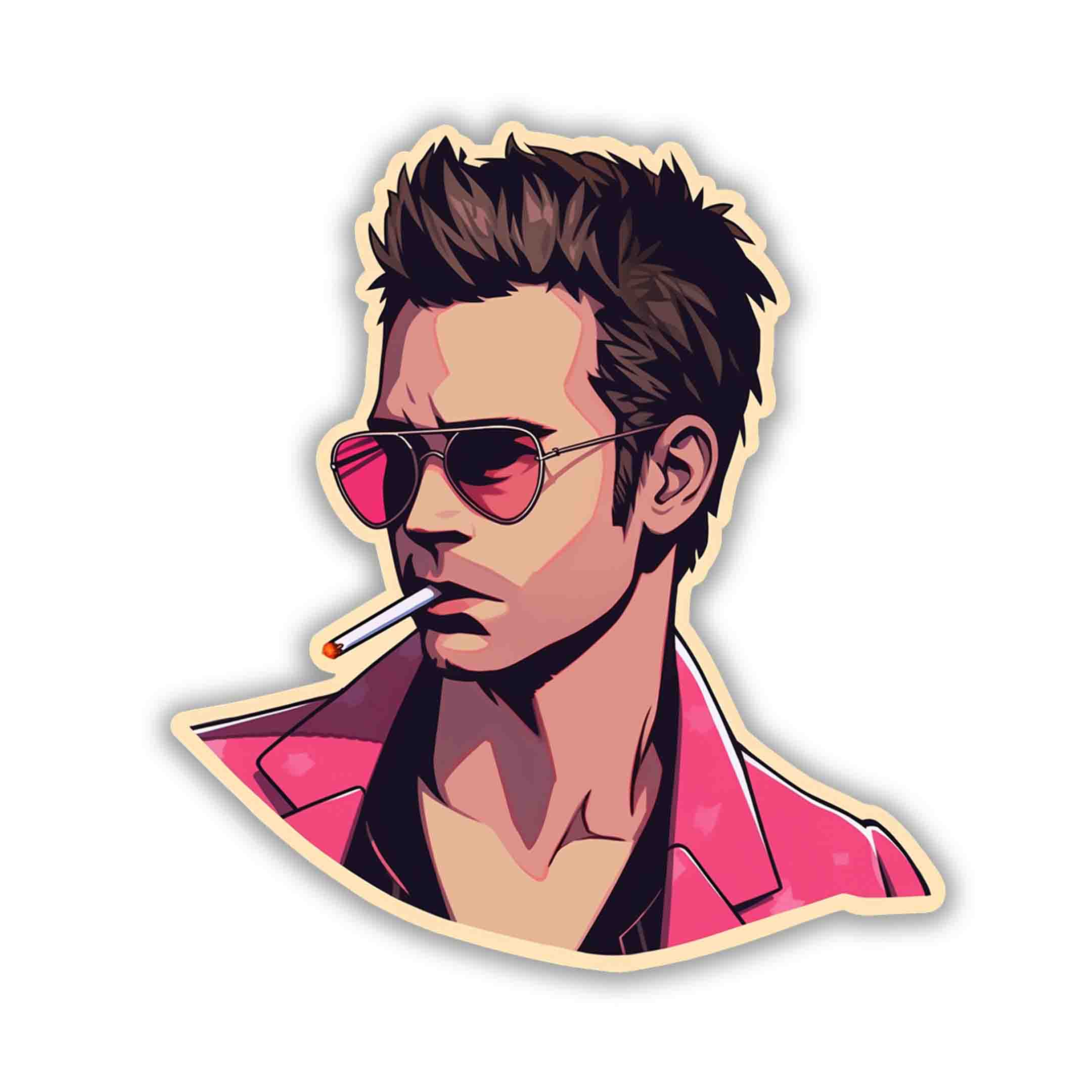 FIGHT CLUB TYLER DURDEN WITH CIGARETTE STICKER - stickyfunk premium stickers