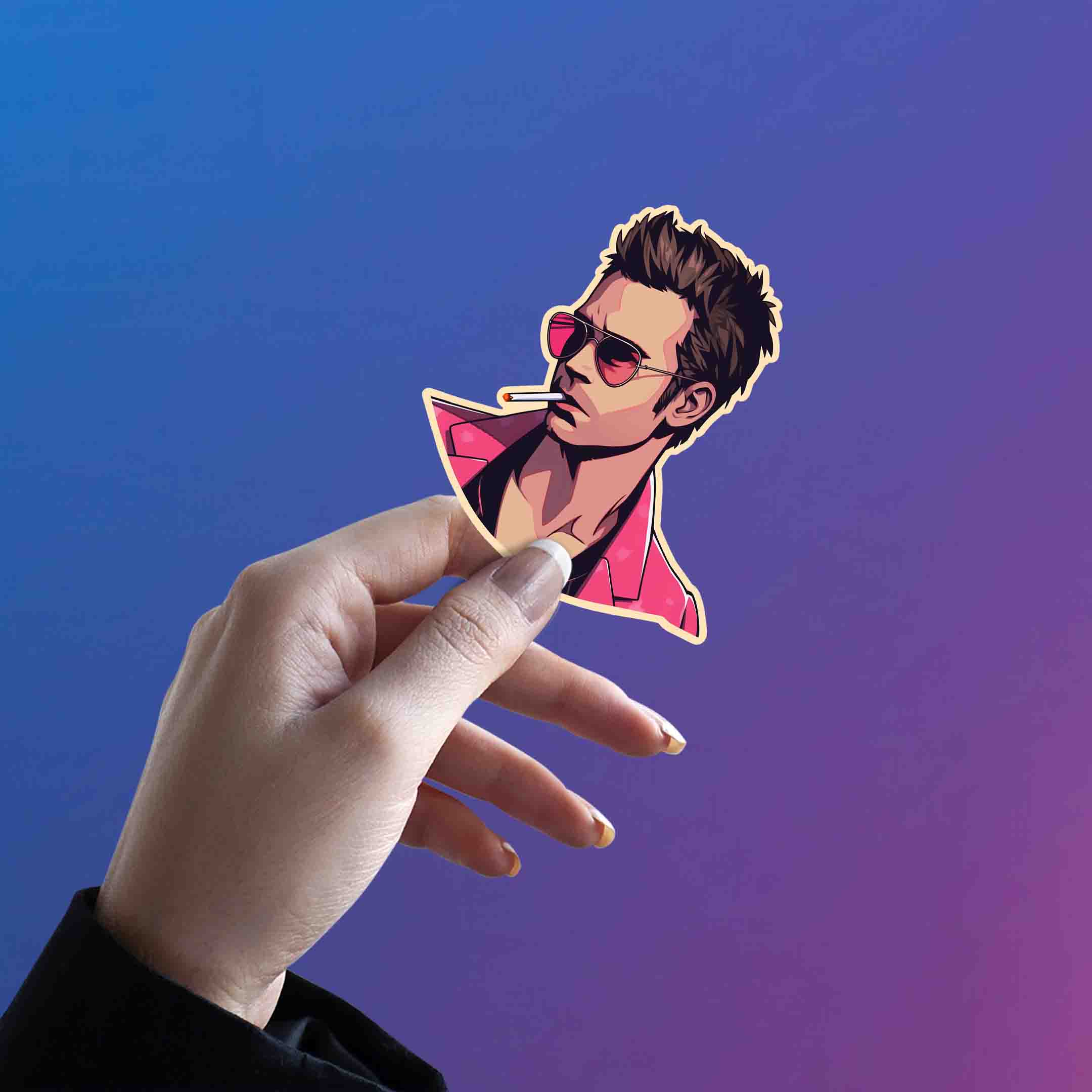 FIGHT CLUB TYLER DURDEN WITH CIGARETTE STICKER - stickyfunk premium stickers
