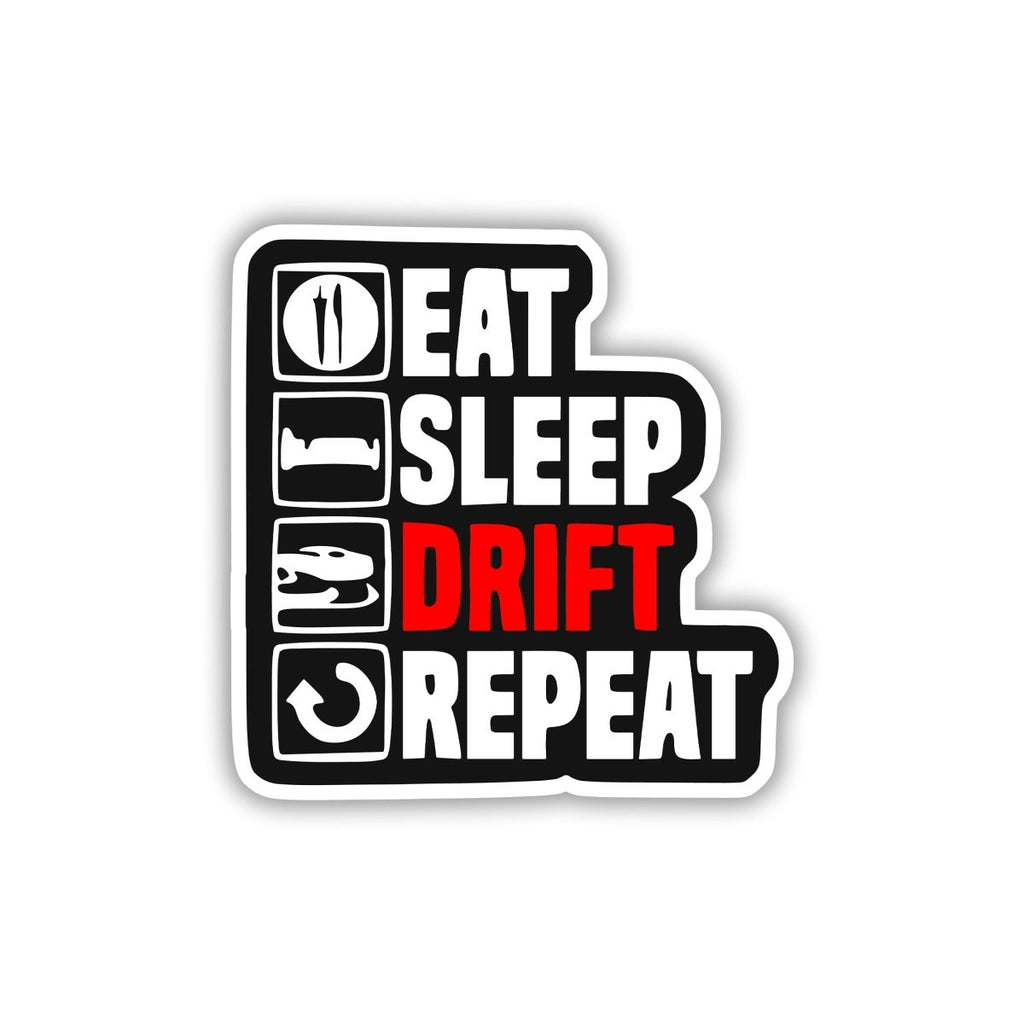 EAT SLEEP DRIFT, FIR SE REPEAT KAR STICKER - stickyfunk premium stickers