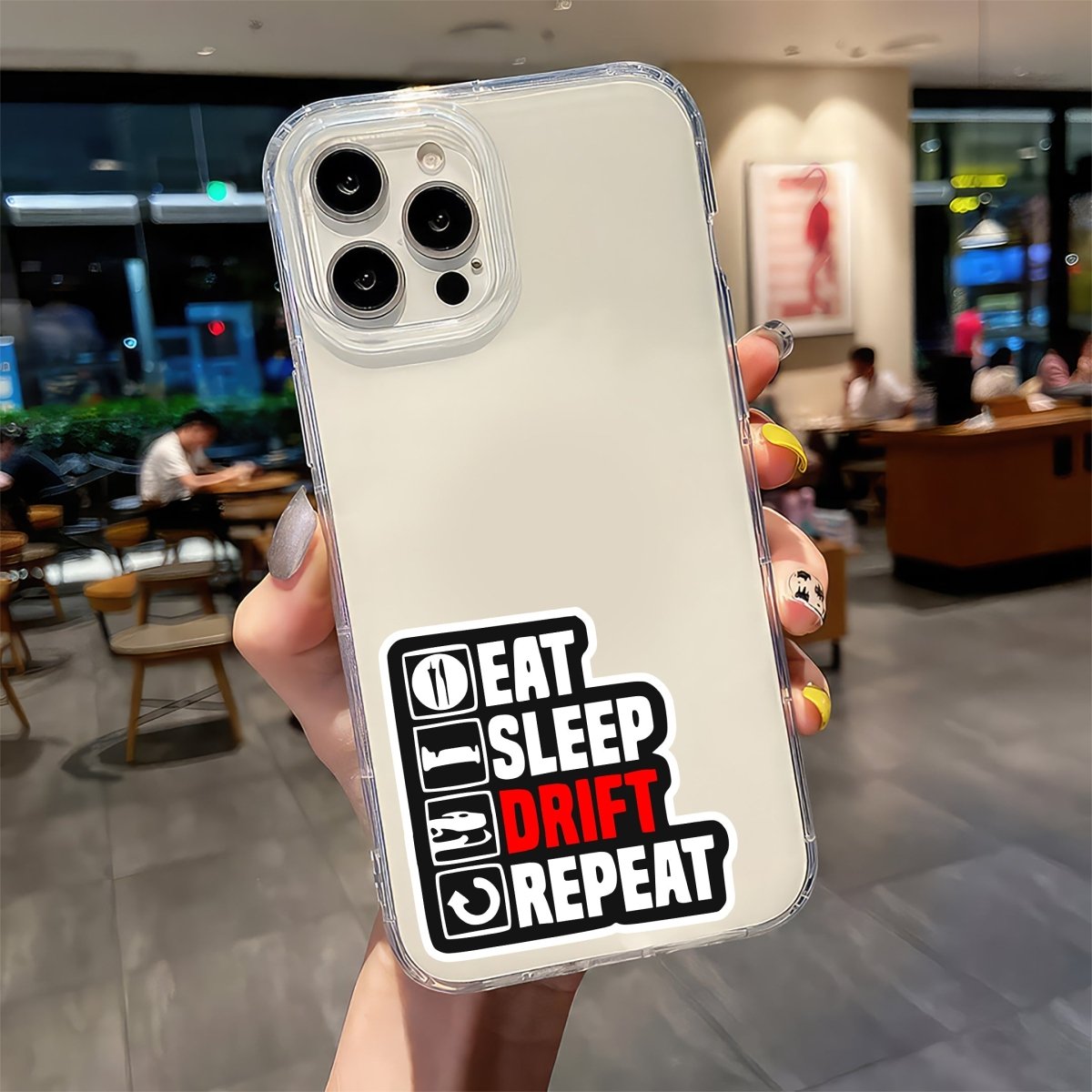 EAT SLEEP DRIFT, FIR SE REPEAT KAR STICKER - stickyfunk premium stickers