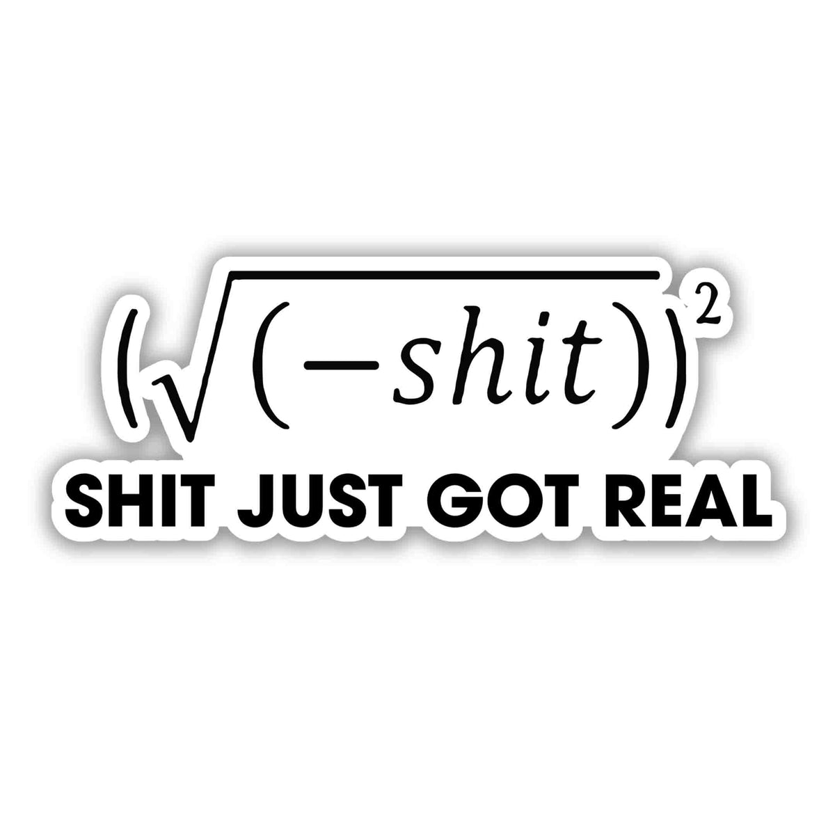 MATH PUN - SHIT JUST GOT REAL STICKER