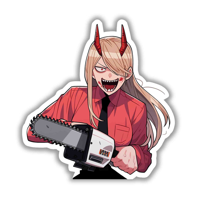 CHAINSAW MAN POWER WITH CHAINSAW STICKER – STICKYFUNK PREMIUM STICKERS
