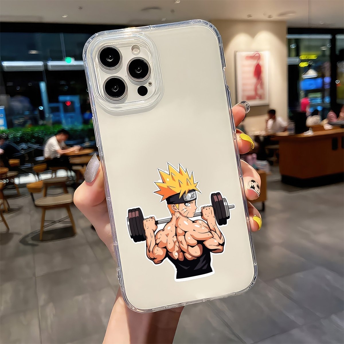BODYBUILDER NARUTO LIFTING BARBELL STICKER - stickyfunk premium stickers