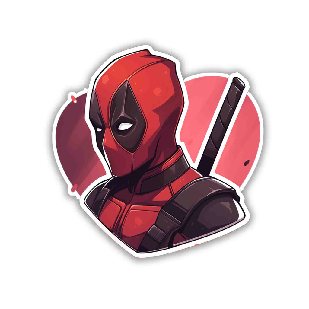 DEADPOOL LOVE HEART STICKER - stickyfunk premium stickers