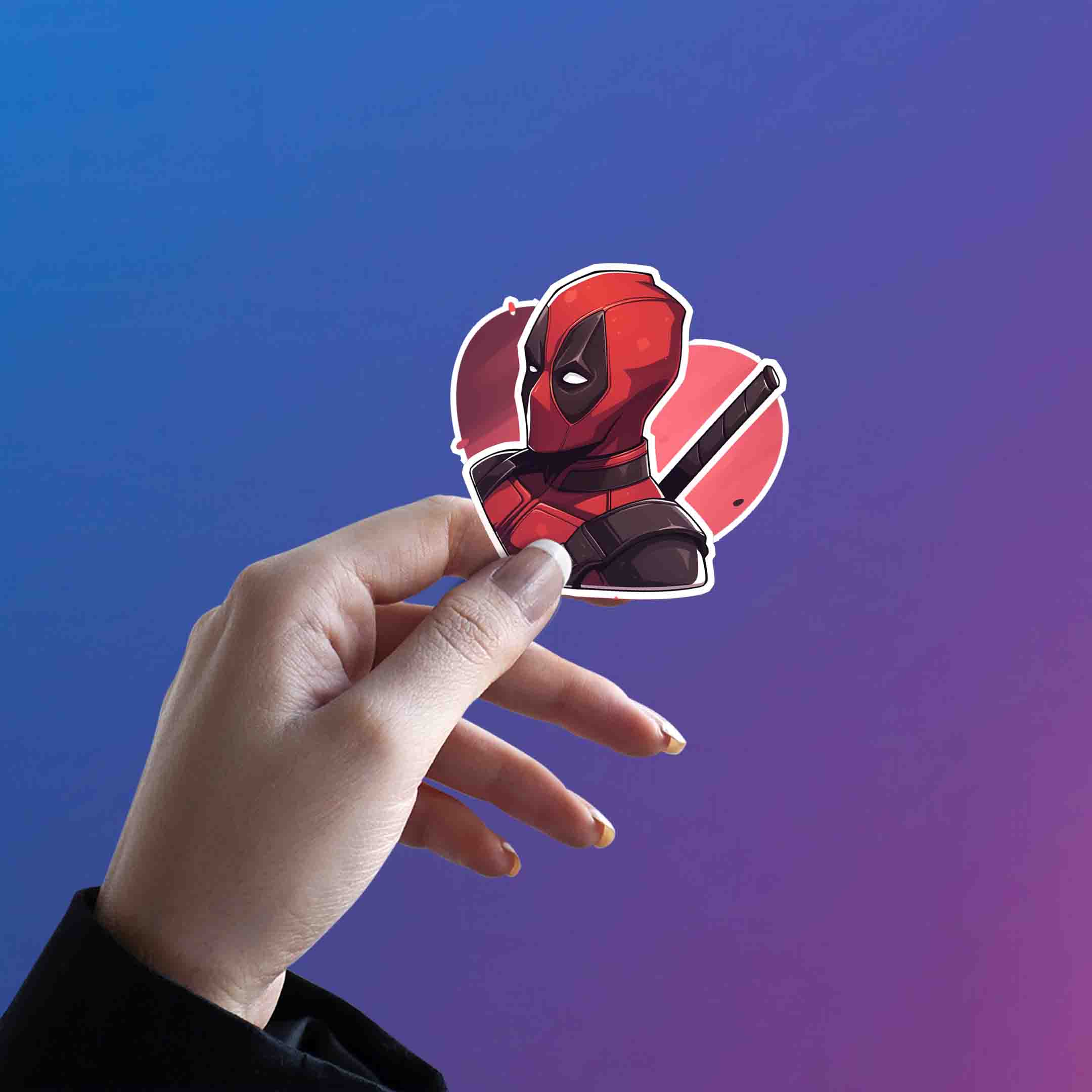 DEADPOOL LOVE HEART STICKER - stickyfunk premium stickers