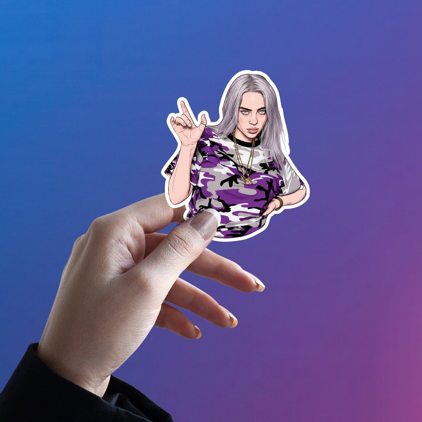 BILLIE EILISH - CAMO POP REBEL STICKER