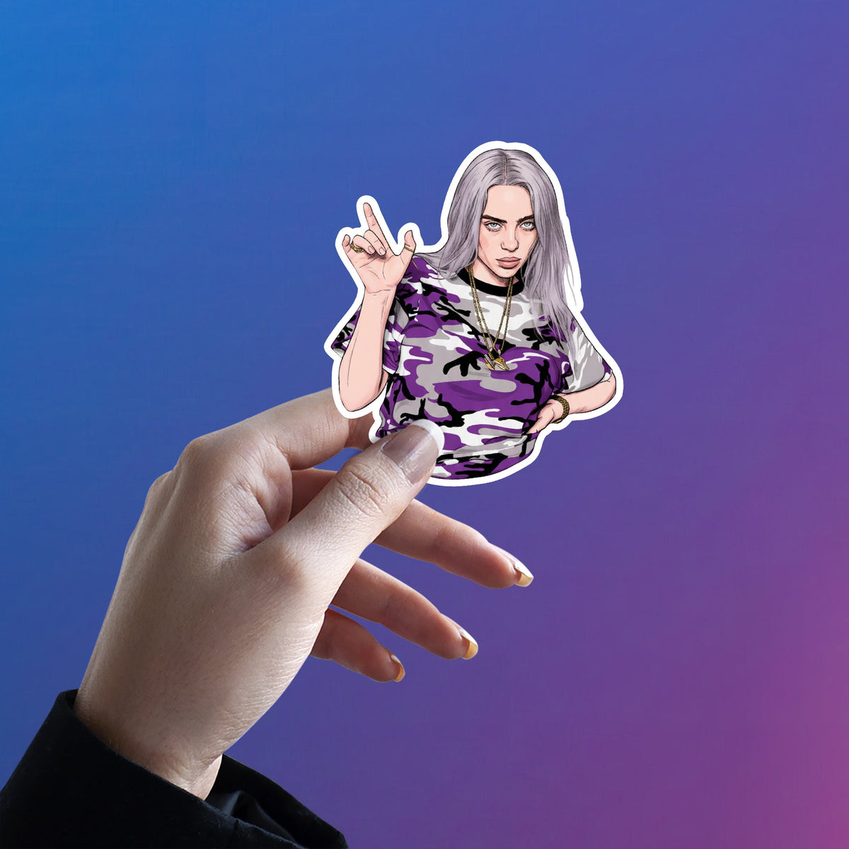BILLIE EILISH - CAMO POP REBEL STICKER