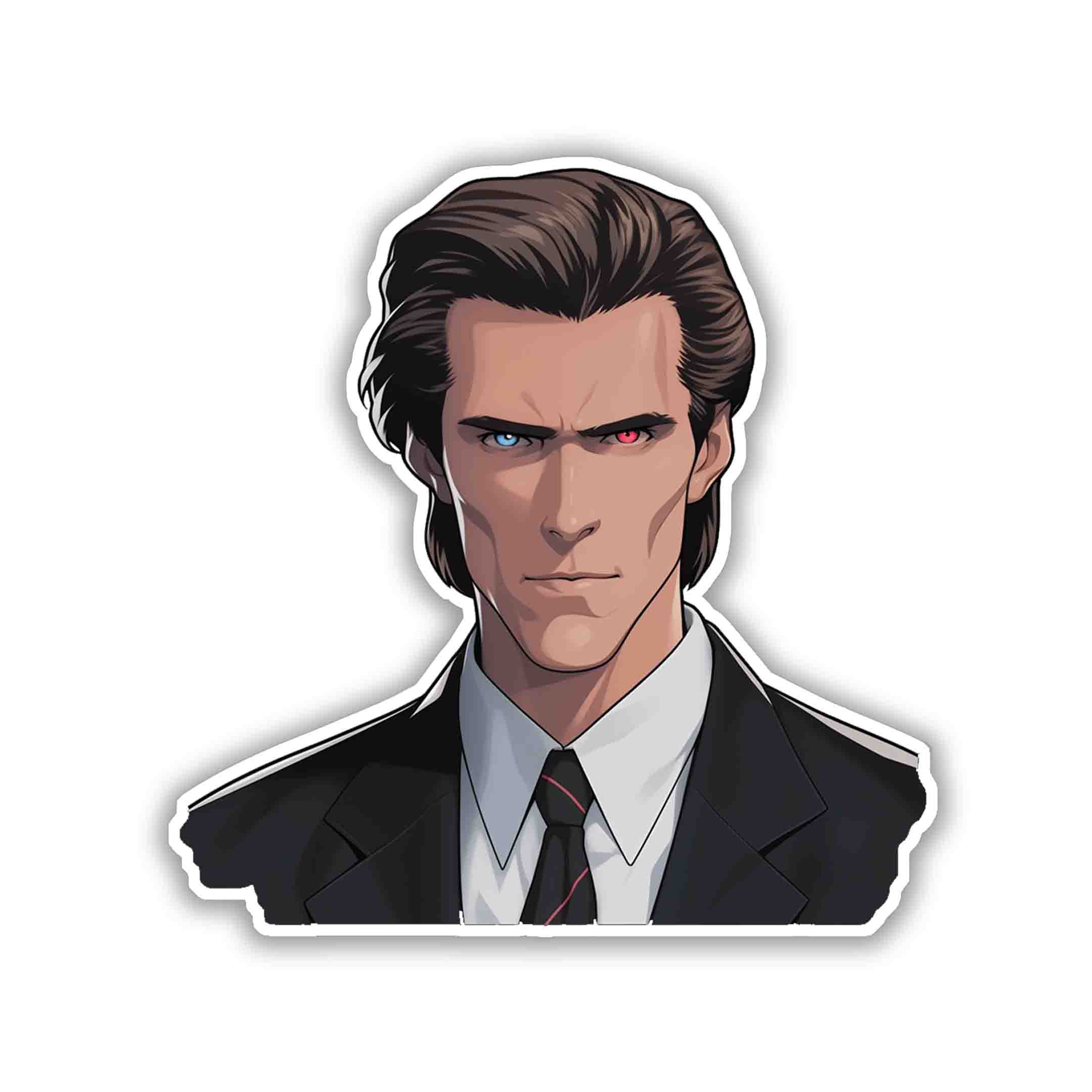 PATRICK BATEMAN HETEROCHROMATIC EYES STICKER - stickyfunk premium stickers