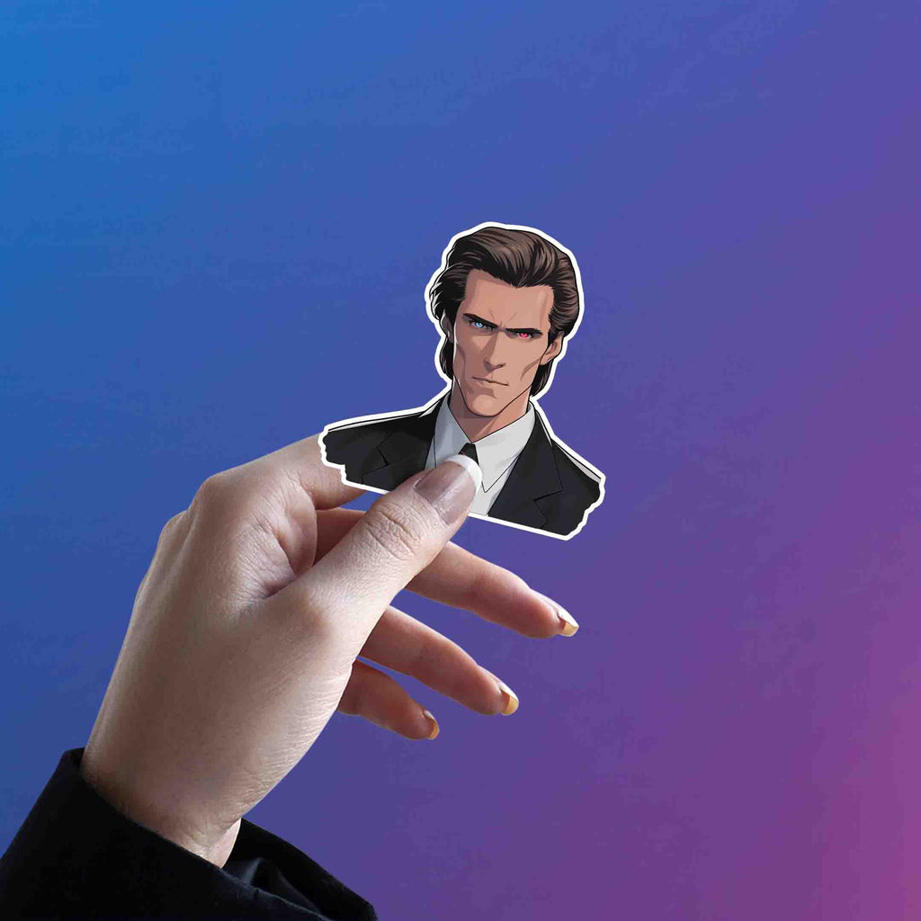 PATRICK BATEMAN HETEROCHROMATIC EYES STICKER - stickyfunk premium stickers