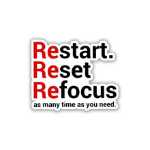 RESTART. RESET. REFOCUS STICKER