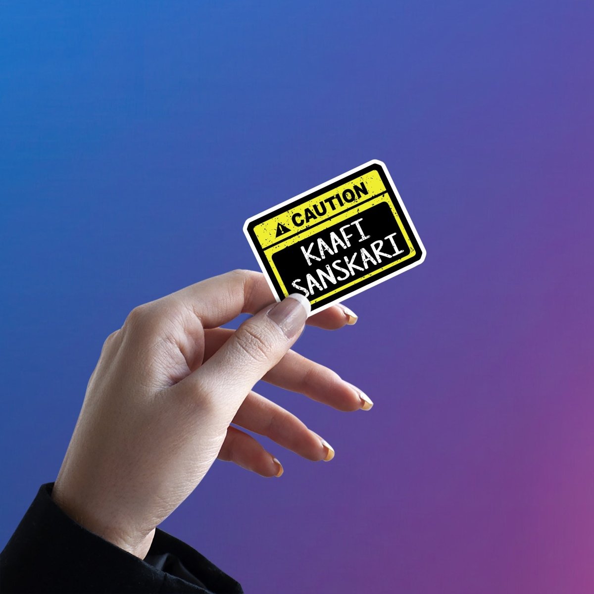 WARNING KAAFI SANSKARI STICKER - stickyfunk premium stickers