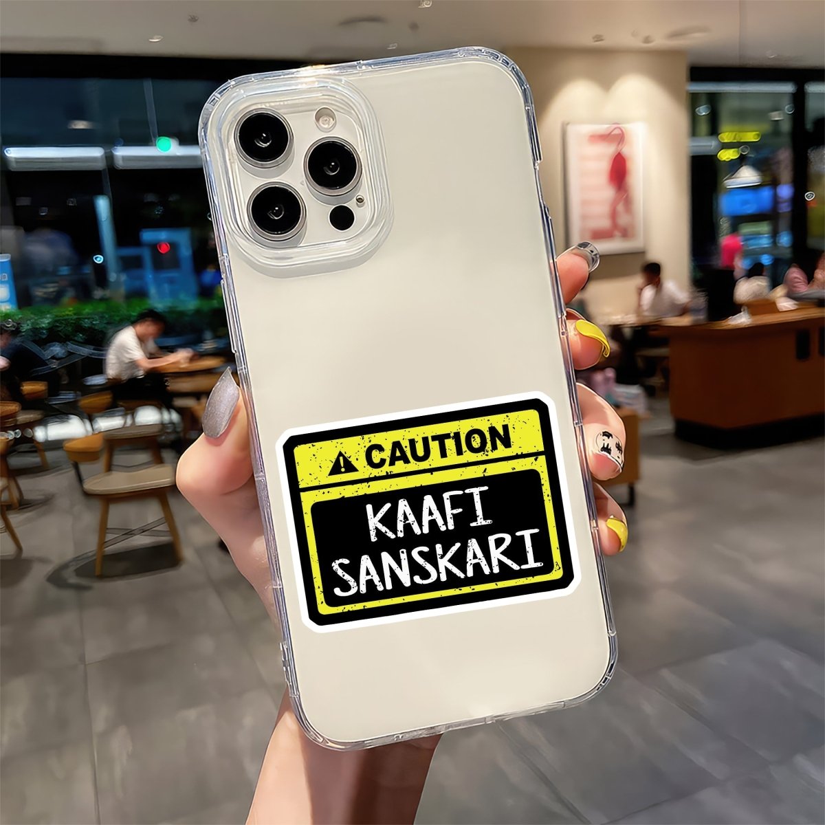 WARNING KAAFI SANSKARI STICKER - stickyfunk premium stickers