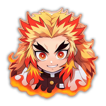 DEMON SLAYER CHIBI RENGOKU ORANGE STROKE STICKER - stickyfunk premium stickers