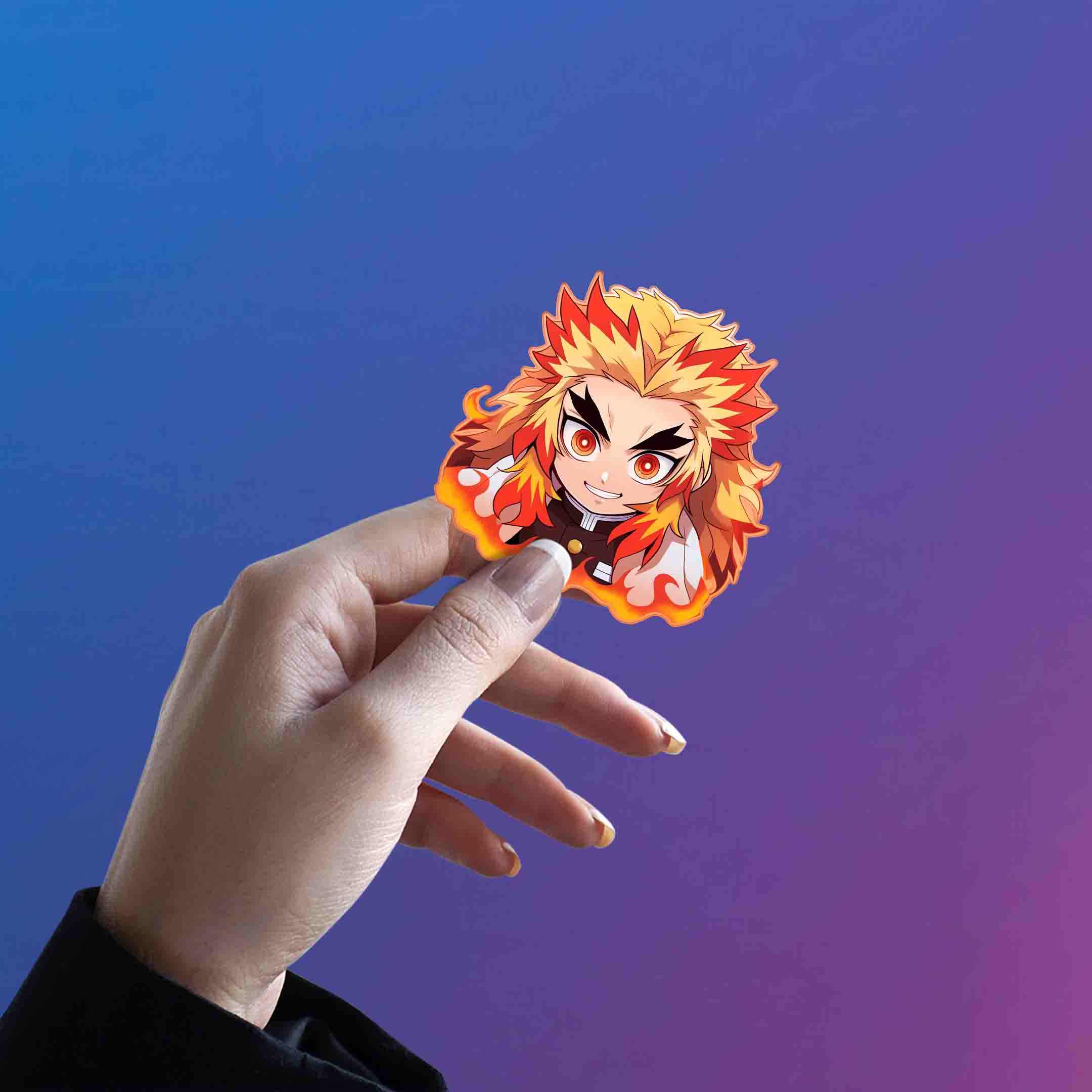 DEMON SLAYER CHIBI RENGOKU ORANGE STROKE STICKER - stickyfunk premium stickers
