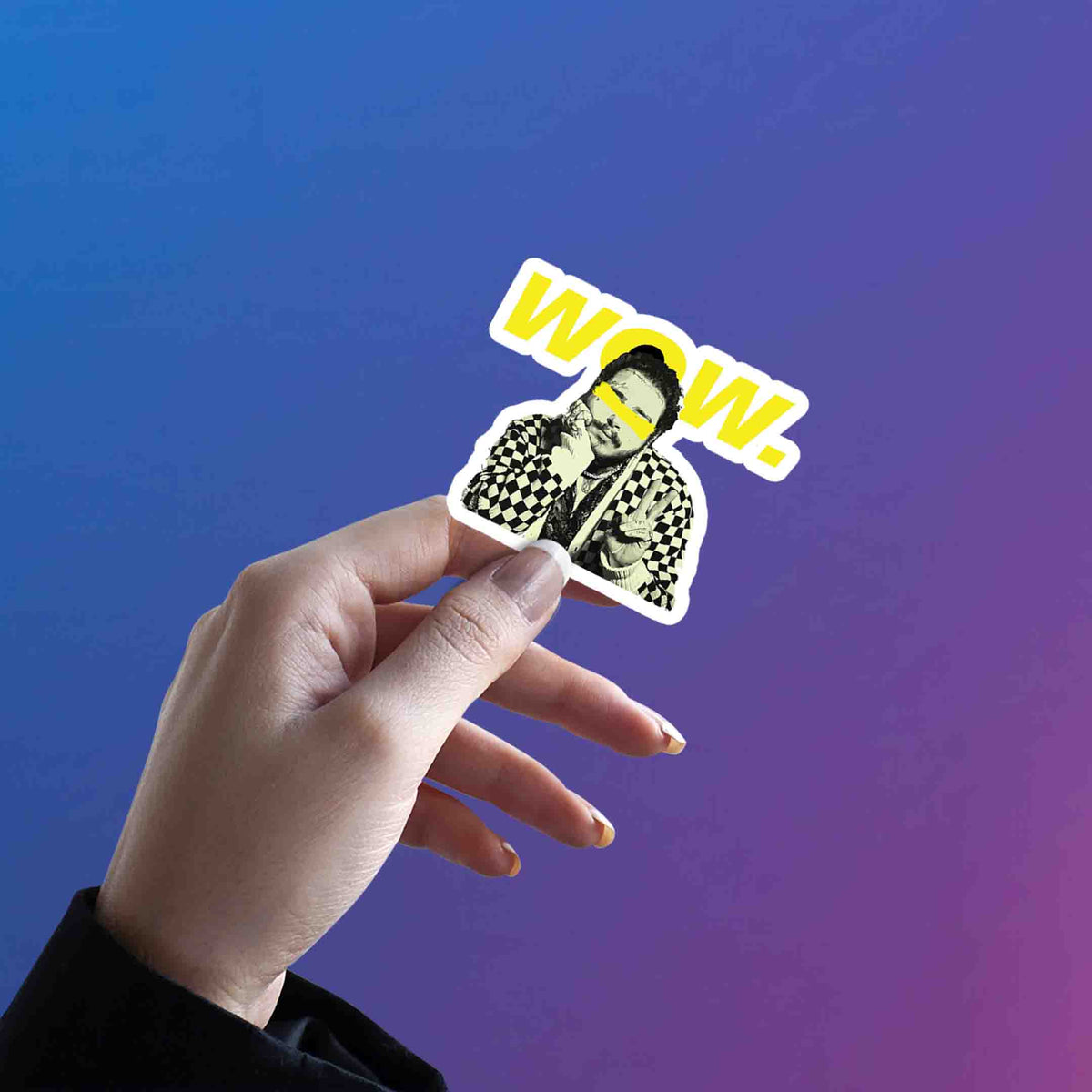 WOW. Checkered Suit Glow – Post Malone Sticker