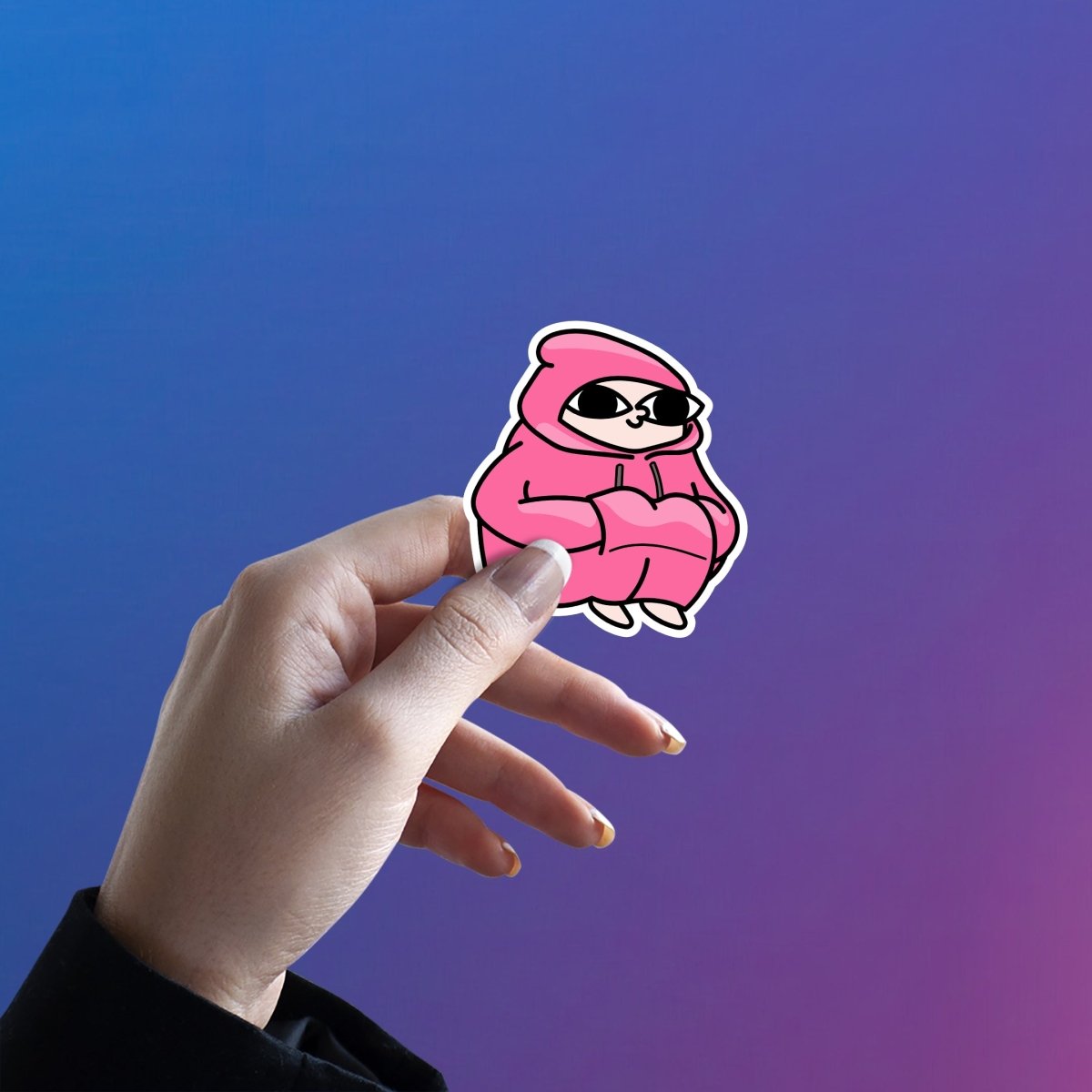 PINK HOODIE MOOD STICKER - stickyfunk premium stickers