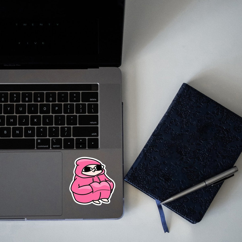 PINK HOODIE MOOD STICKER - stickyfunk premium stickers