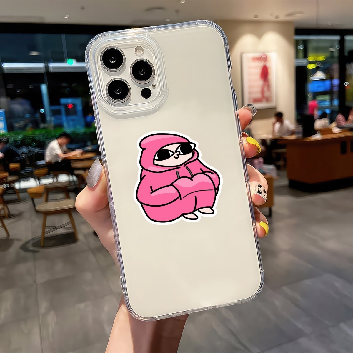 PINK HOODIE MOOD STICKER - stickyfunk premium stickers