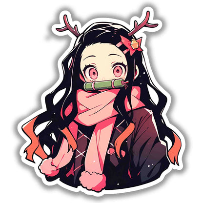 NEZUKO WITH REINDEER ANTLERS STICKER - stickyfunk premium stickers