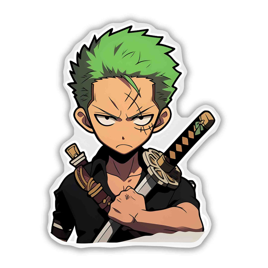 SAD RORONOA ZORO WITH SWORD STICKER - stickyfunk premium stickers