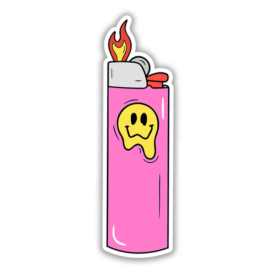 Pink Smiley Lighter Blaze Sticker