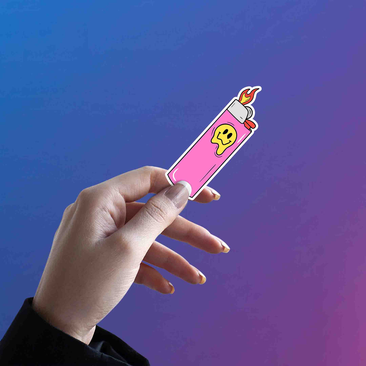 Pink Smiley Lighter Blaze Sticker