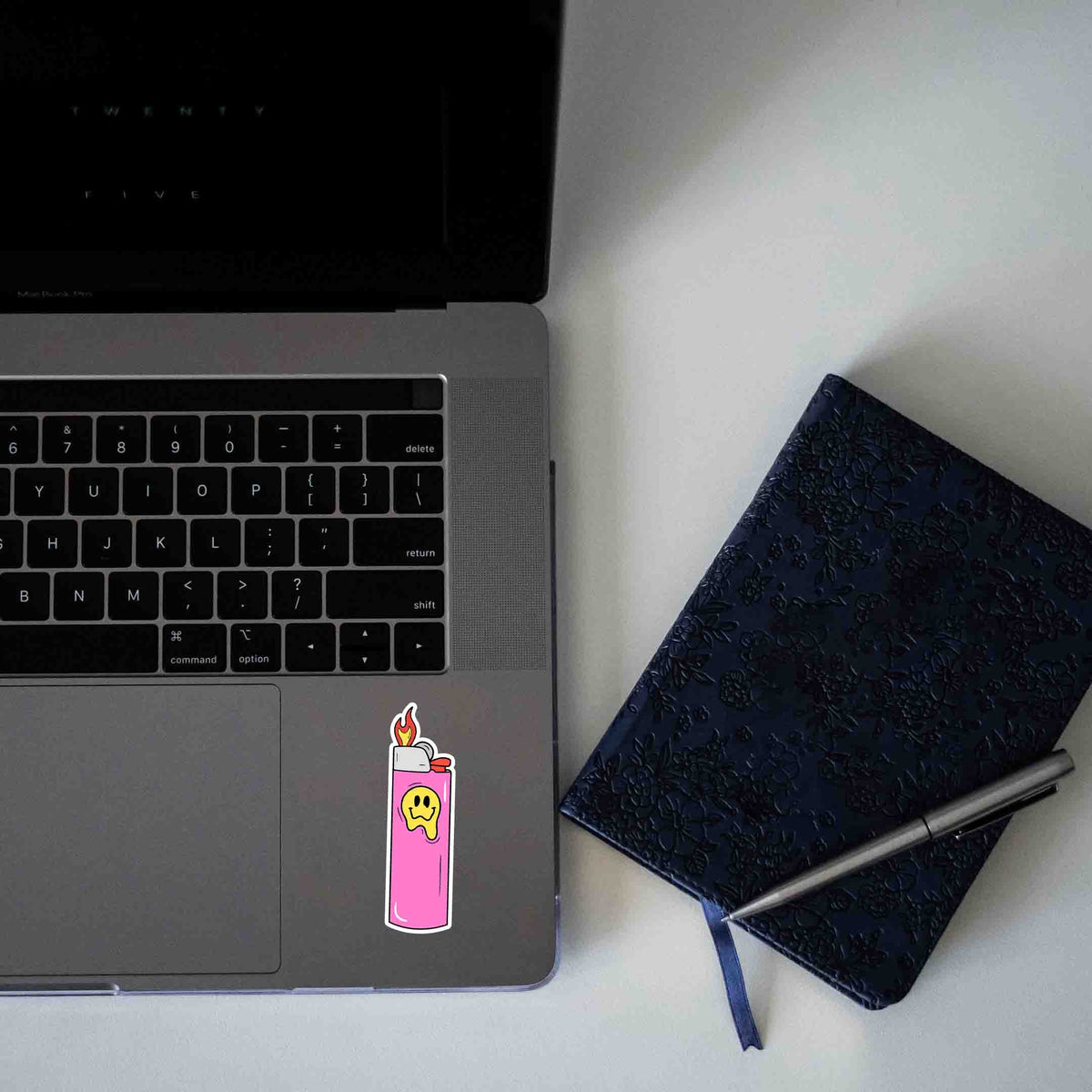 Pink Smiley Lighter Blaze Sticker