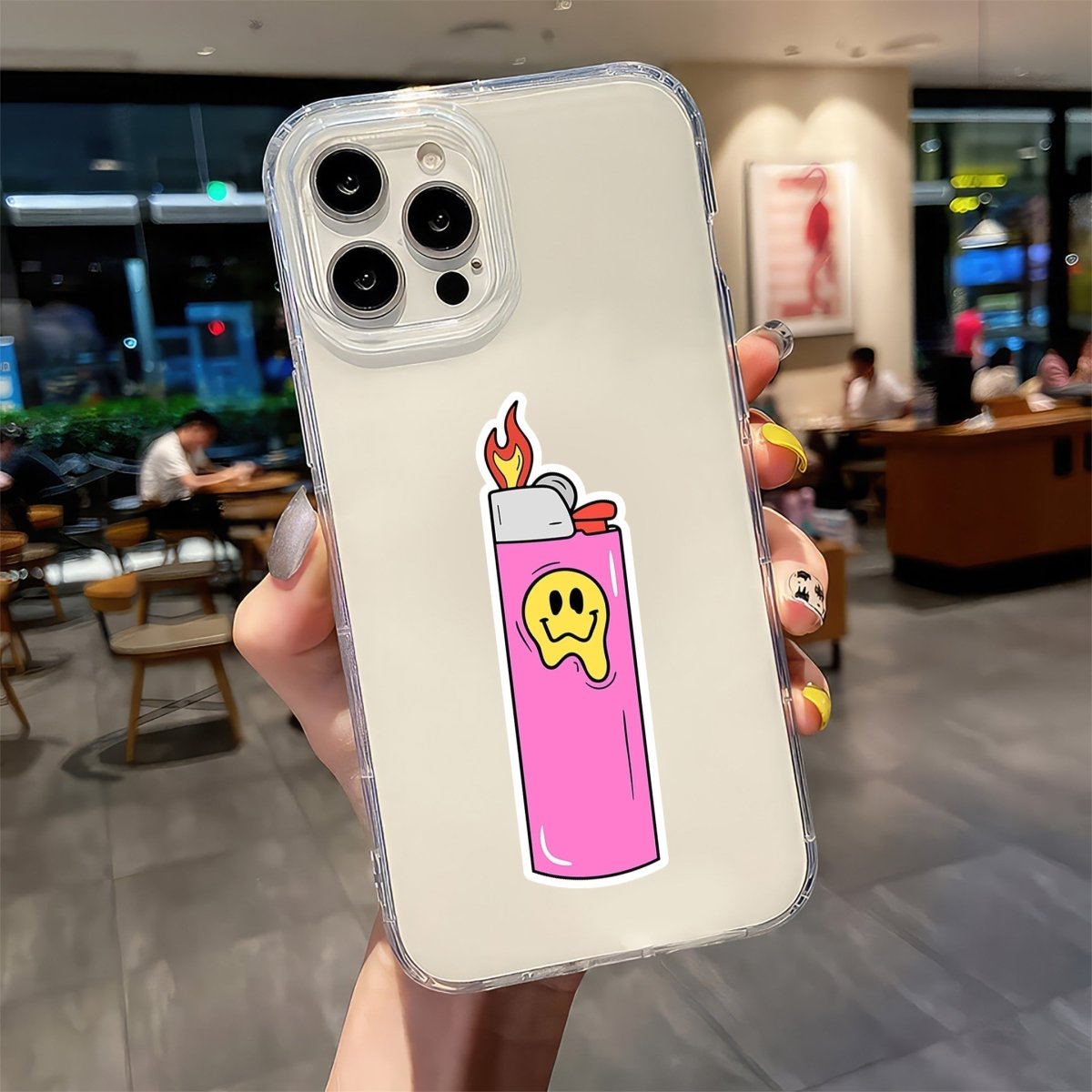 Pink Smiley Lighter Blaze Sticker