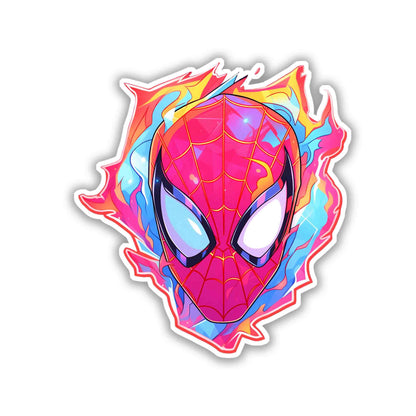 SPIDER - MAN BRIGHT FLAME HEAD STICKER - stickyfunk premium stickers