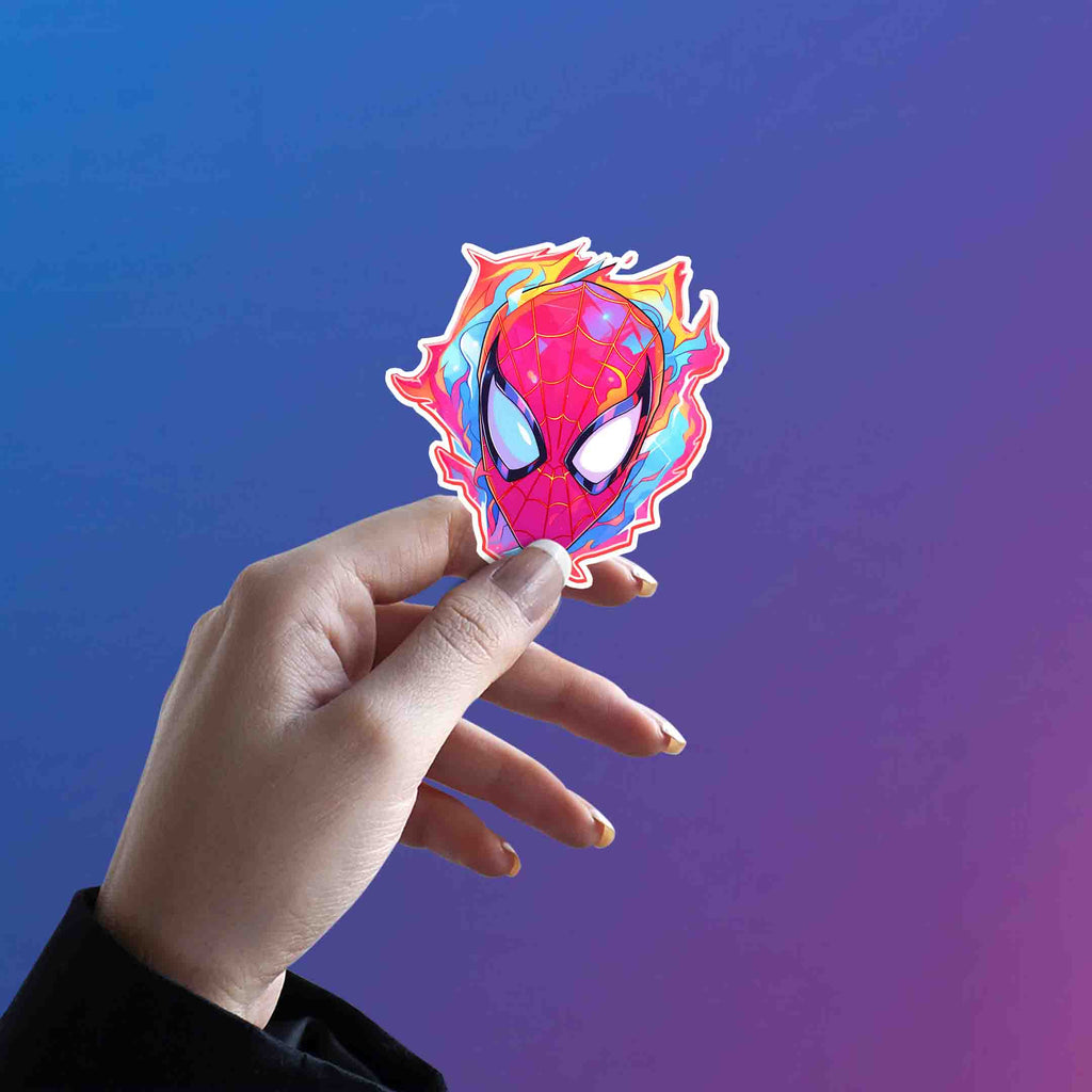 SPIDER - MAN BRIGHT FLAME HEAD STICKER - stickyfunk premium stickers