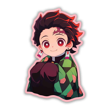 DEMON SLAYER CUTE TANJIRO PINK STROKE STICKER - stickyfunk premium stickers
