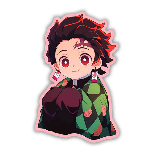 DEMON SLAYER CUTE TANJIRO PINK STROKE STICKER