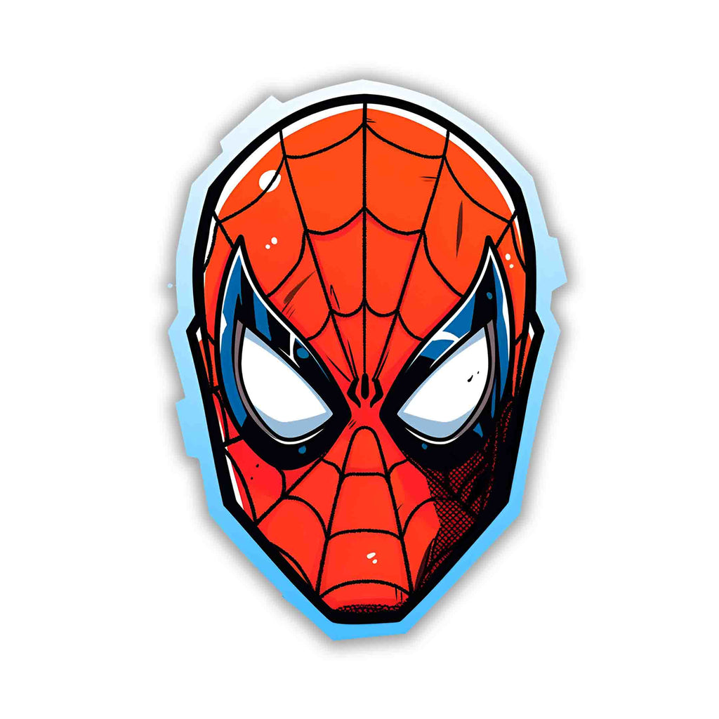 SPIDER - MAN HEAD BLUE STROKE STICKER - stickyfunk premium stickers