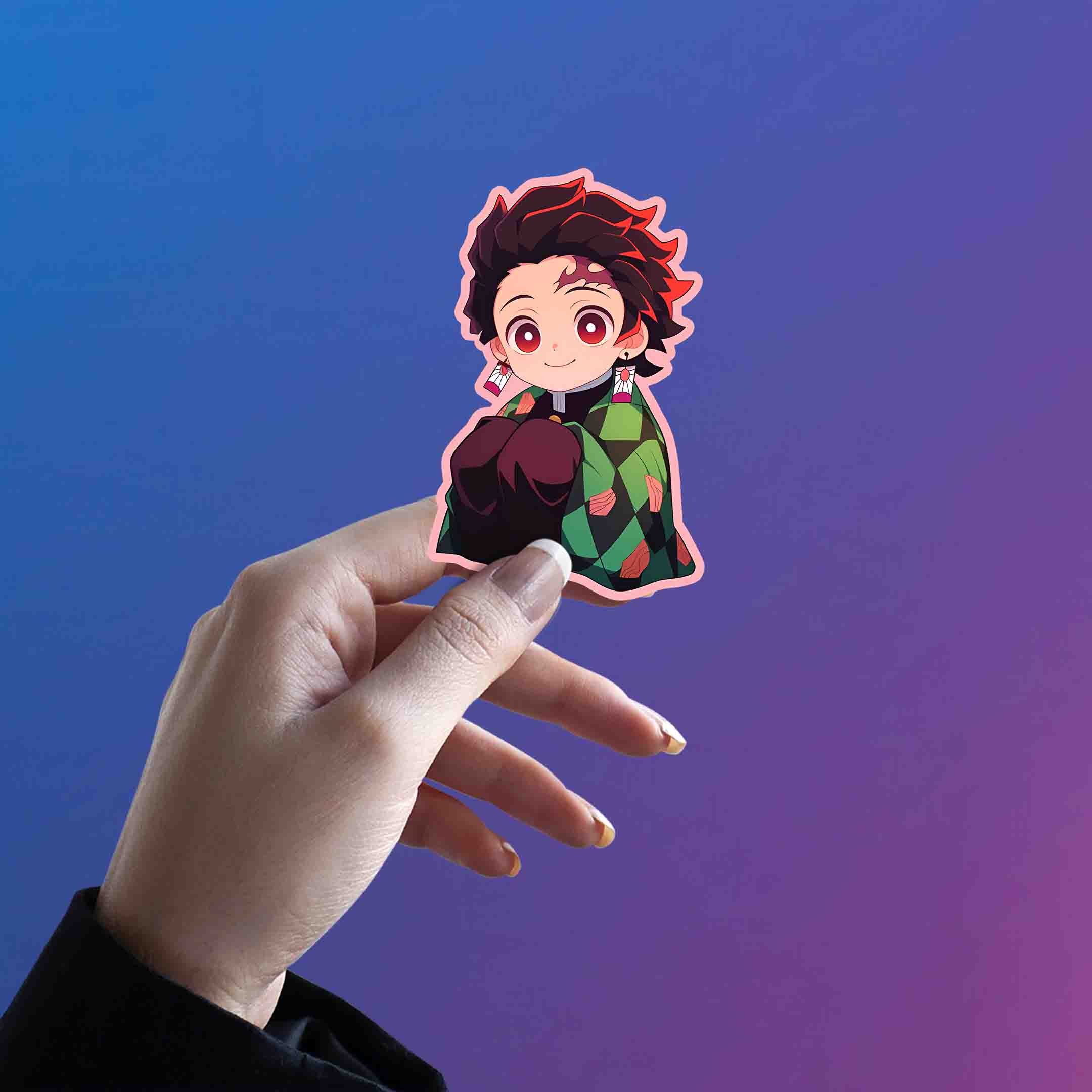 DEMON SLAYER CUTE TANJIRO PINK STROKE STICKER - stickyfunk premium stickers