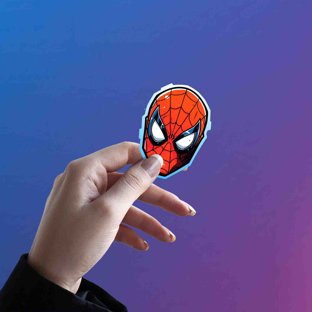 SPIDER - MAN HEAD BLUE STROKE STICKER - stickyfunk premium stickers