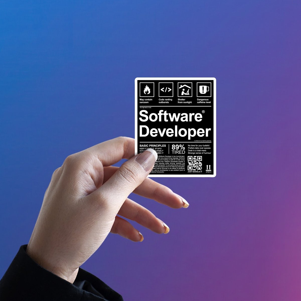 SOFTWARE DEVELOPER WARNING LABEL STICKER - stickyfunk premium stickers