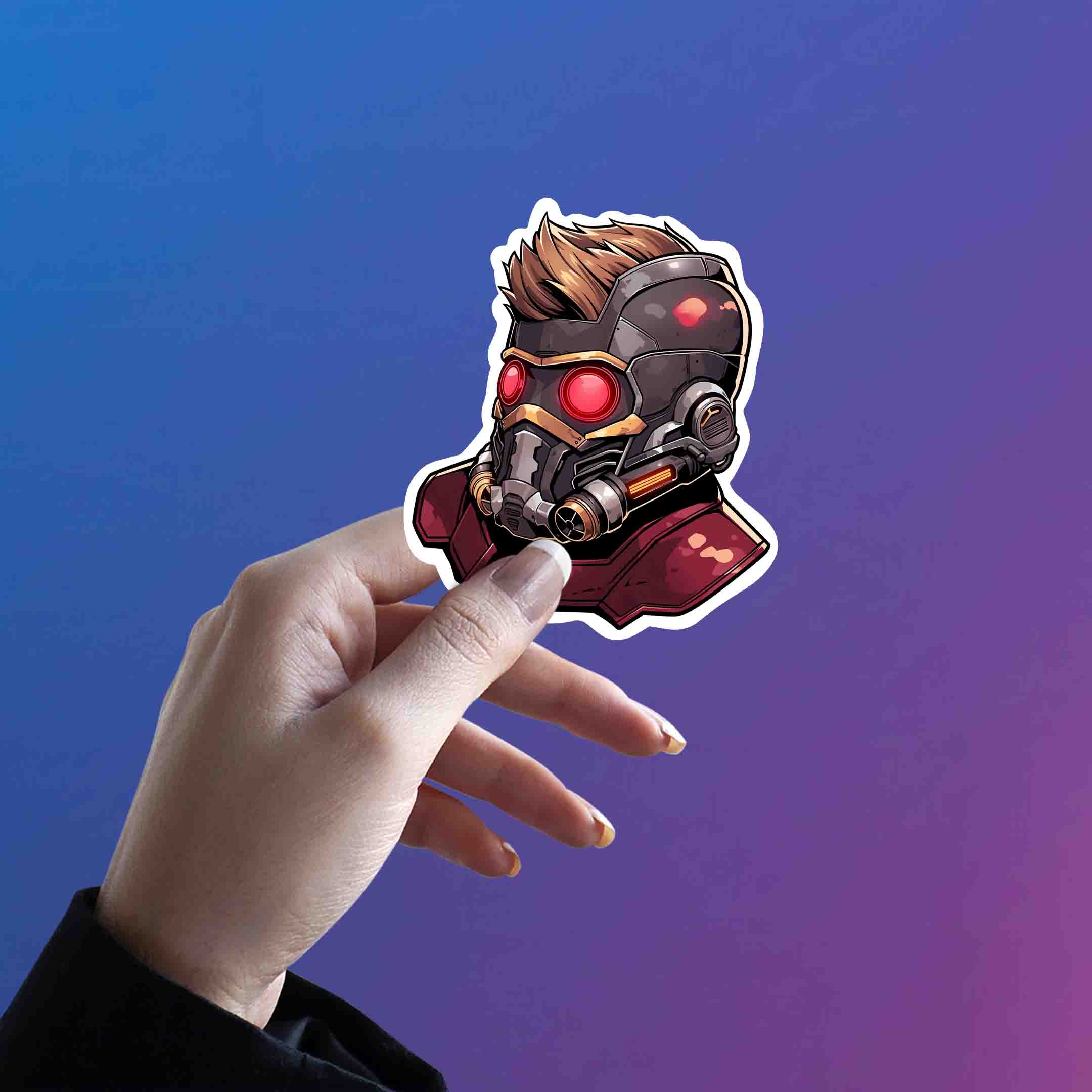 STAR - LORD IN HELMET MARVEL STICKER - stickyfunk premium stickers