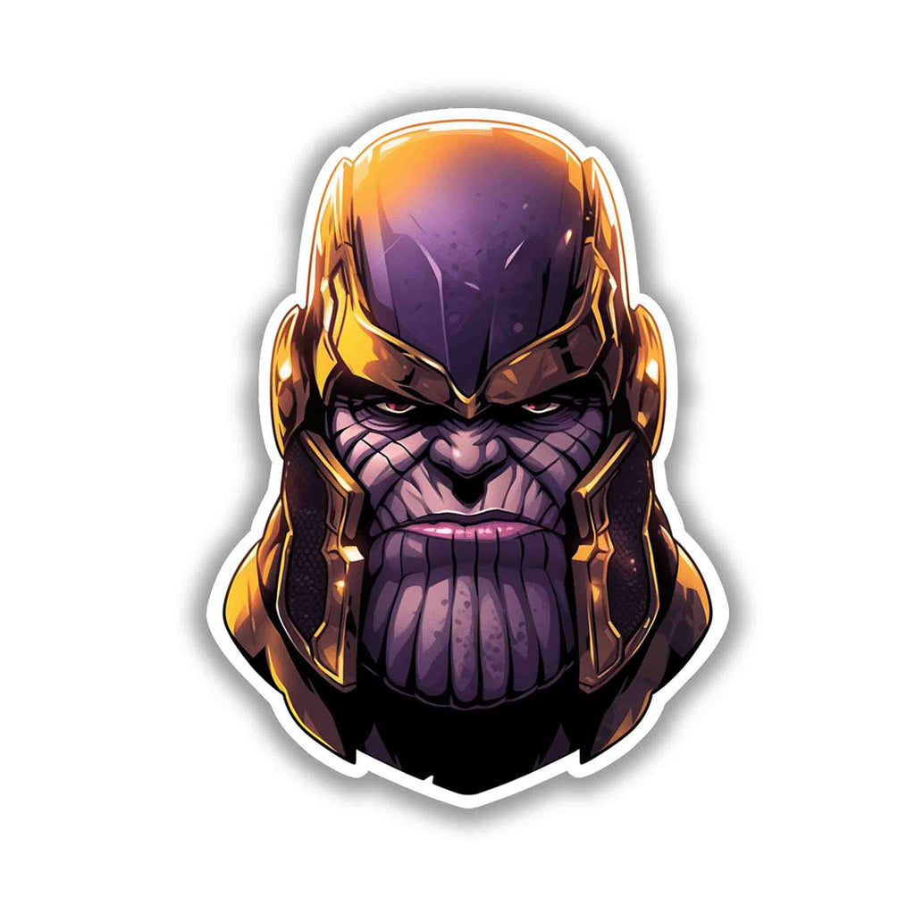 THANOS HEAD IN HELMET MARVEL STICKER - stickyfunk premium stickers