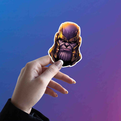 THANOS HEAD IN HELMET MARVEL STICKER - stickyfunk premium stickers