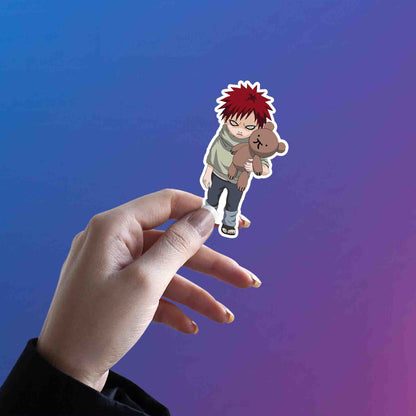 KID GAARA HOLDING TEDDY BEAR STICKER - stickyfunk premium stickers