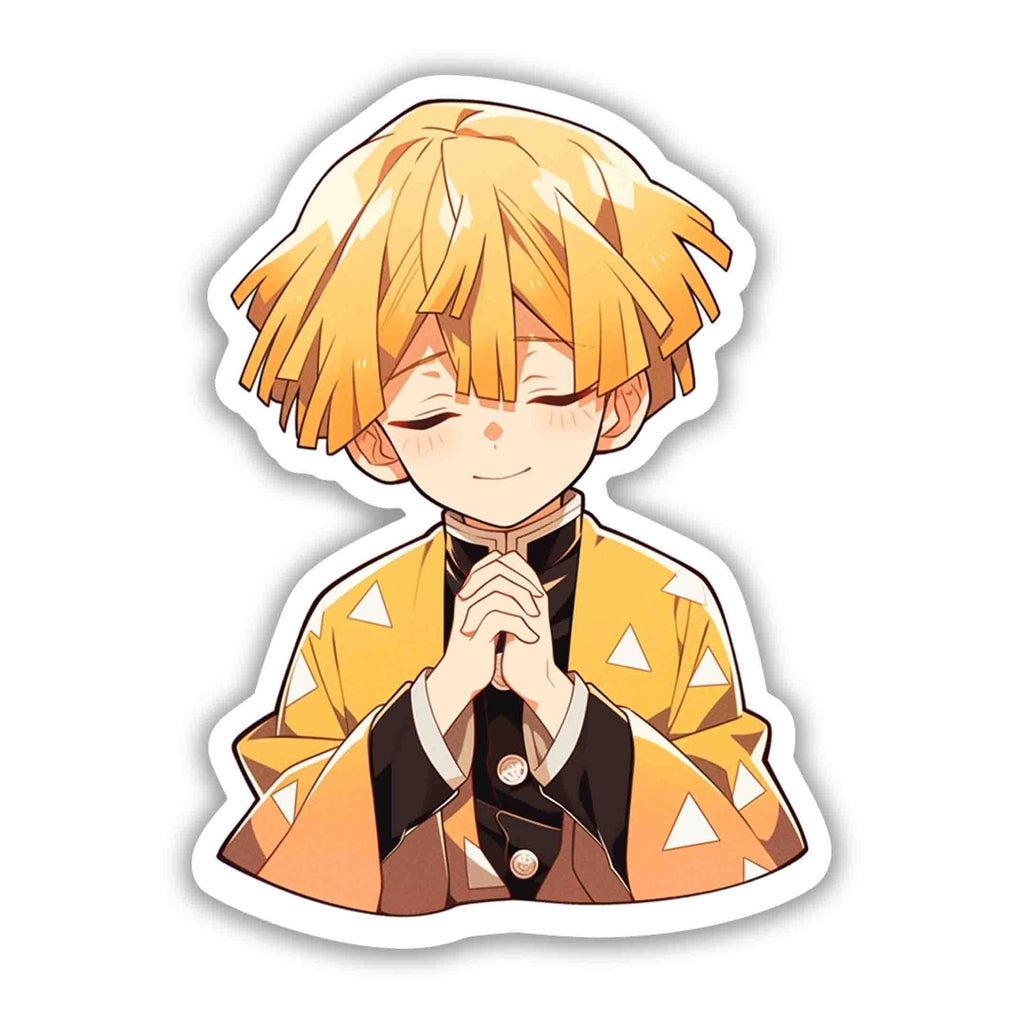 CUTE ZENITSU PRAY STICKER - stickyfunk premium stickers