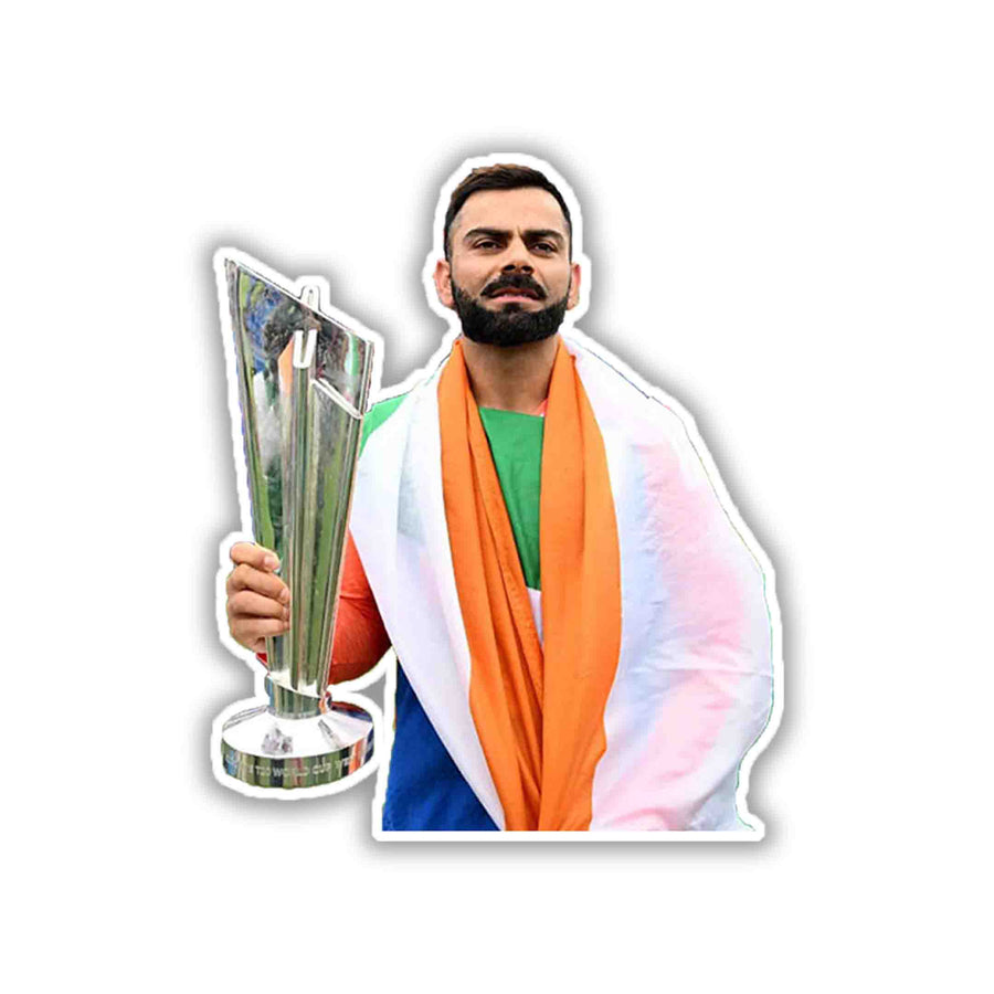Flag‑Draped Champion – Virat Kohli Sticker