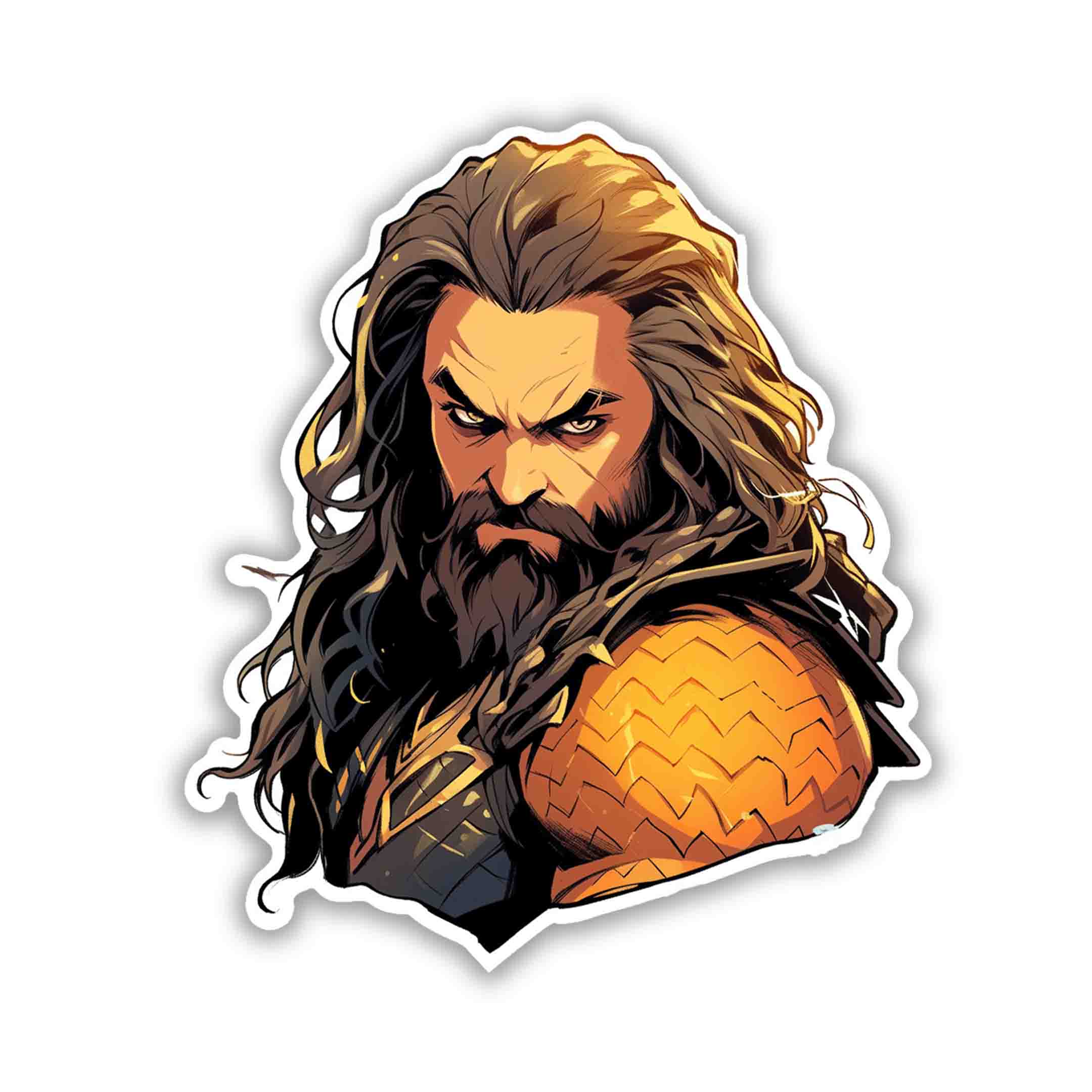 AQUAMAN JASON MOMOA ART STICKER - stickyfunk premium stickers