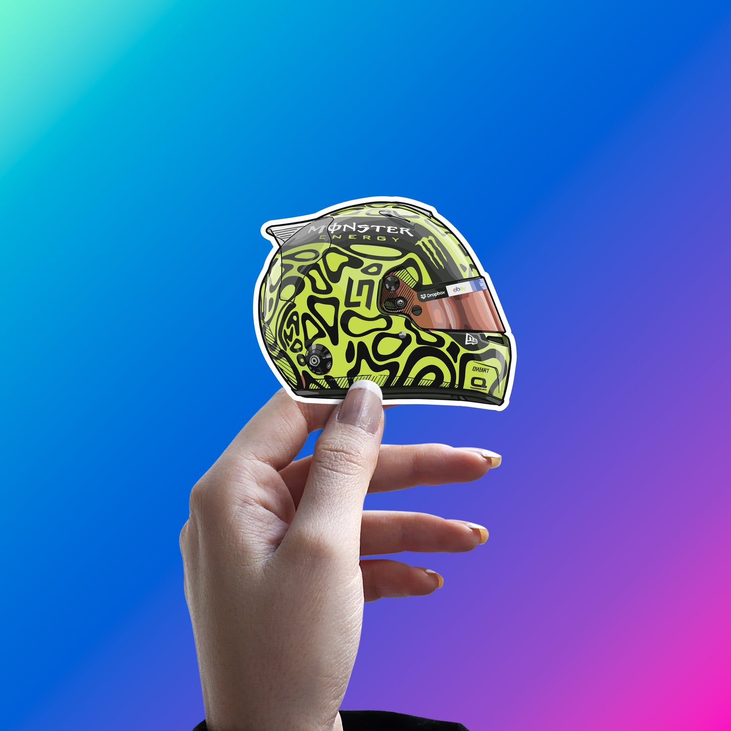 LANDO NORRIS - NEON YELLOW HELMET STICKER