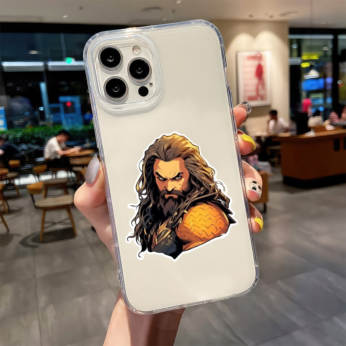 AQUAMAN JASON MOMOA ART STICKER - stickyfunk premium stickers