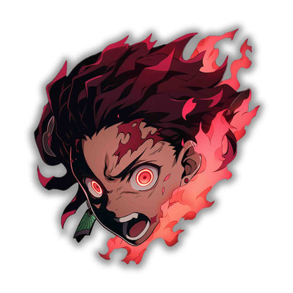 TANJIRO KAMADO FLAME BLACK STICKER - stickyfunk premium stickers